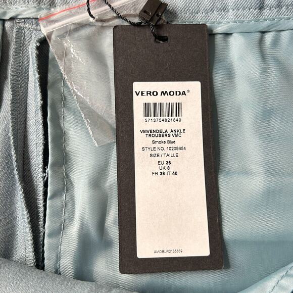 Vero Moda Vendela Ankle Trousers VMC High Rise Smoke Blue Women's 4 NWT - Picture 10 of 11